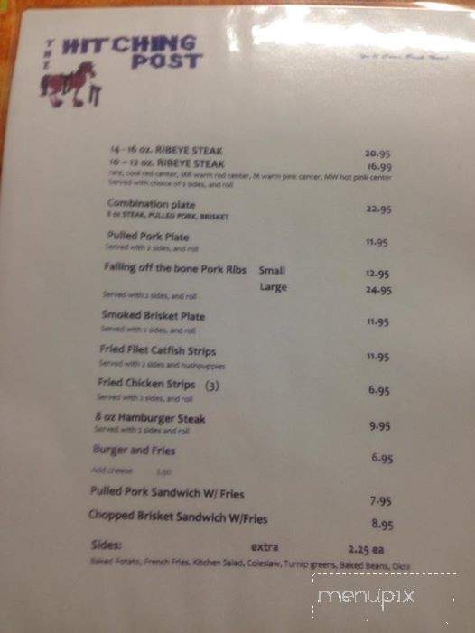 Hitching Post - Aberdeen, MS menu_pic