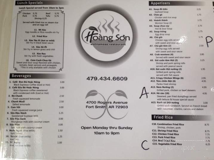 Hoang Son - Fort Smith, AR menu_pic
