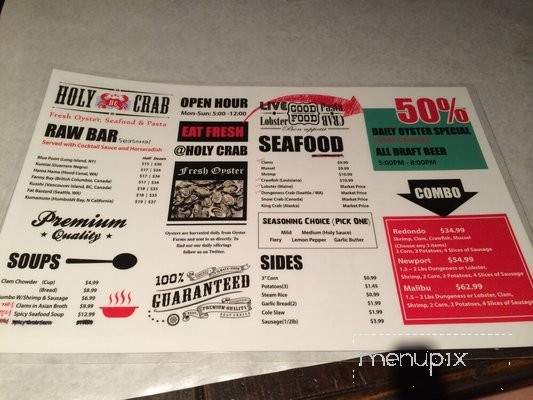 Holy Crab - Los Angeles, CA menu_pic