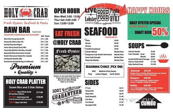 Holy Crab - Los Angeles, CA menu_pic