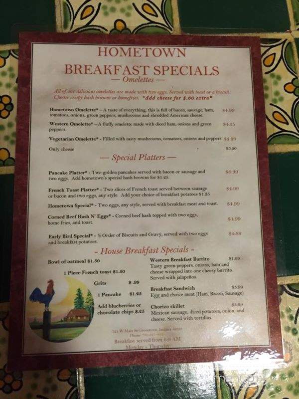 Hometown Family Restaurant - Greentown, IN menu_pic
