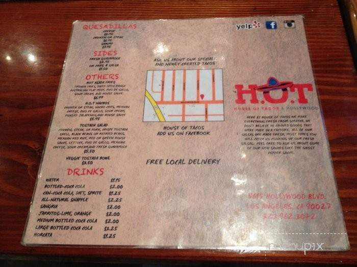 Hot House of Tacos - Los Angeles, CA menu_pic