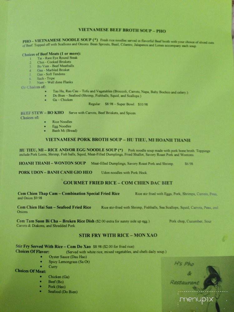 H's Pho - Waukee, IA menu_pic