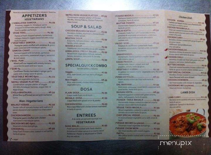 Indian Spice - Rancho Cordova, CA menu_pic