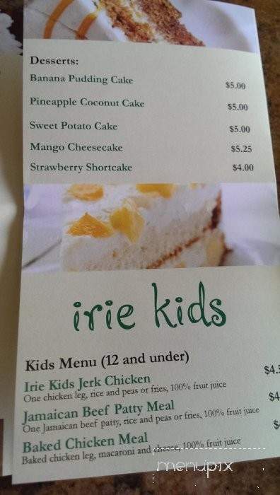 Irie Rhythms - Winston-Salem, NC menu_pic