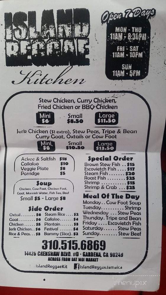 Island Reggae Kitchen - Gardena, CA menu_pic