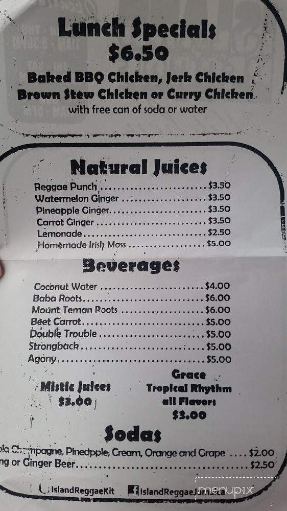 Island Reggae Kitchen - Gardena, CA menu_pic