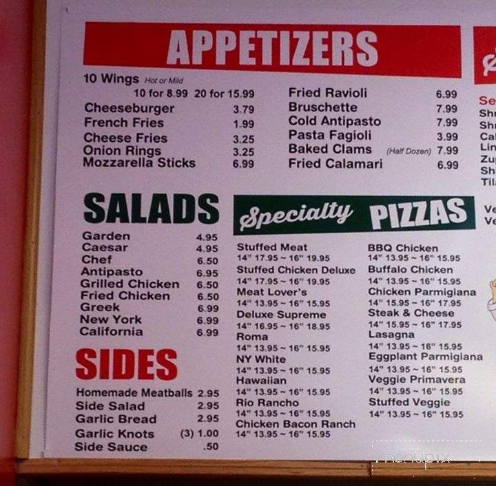 Italian Pizzeria and Restaurant - Lake City, FL menu_pic