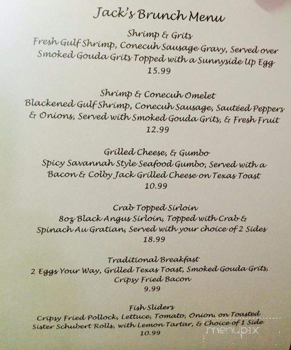 Jack's Seafood Shack - Wetumpka, AL menu_pic