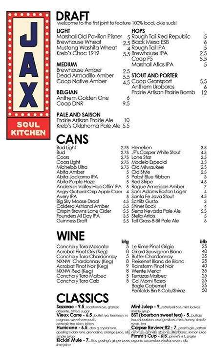 Jax Soul Kitchen - Norman, OK menu_pic
