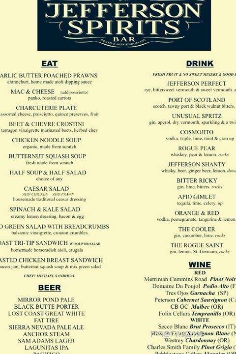 Jefferson Spirits - Medford, OR menu_pic