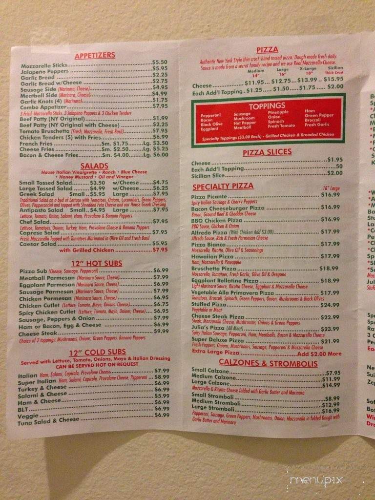 Julia's Italian Pizzeria & Greek Restaurant - Lake Mary, FL menu_pic