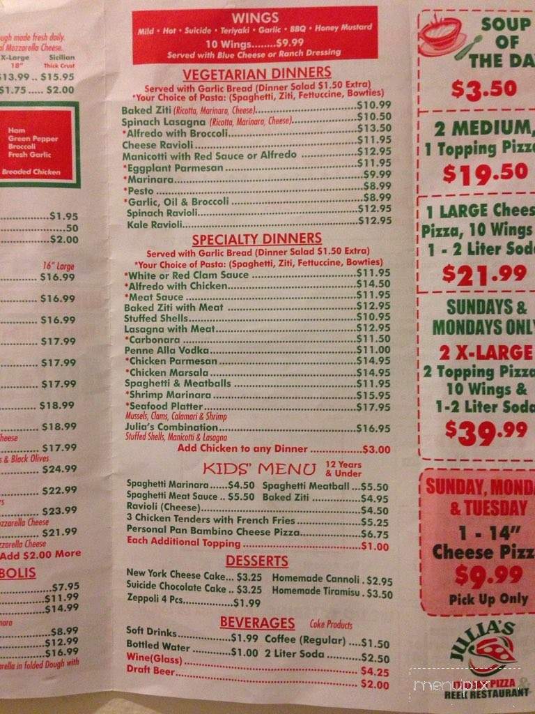 Julia's Italian Pizzeria & Greek Restaurant - Lake Mary, FL menu_pic