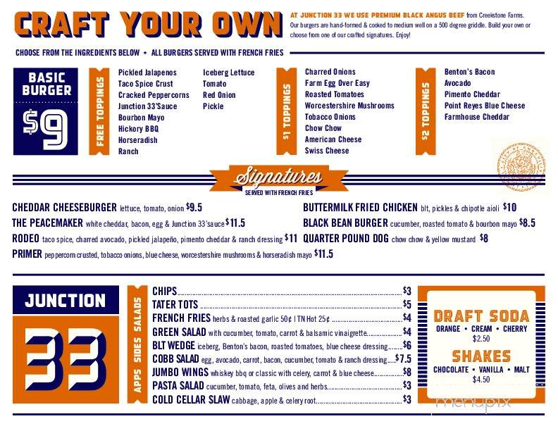 Junction 33 - Knoxville, TN menu_pic