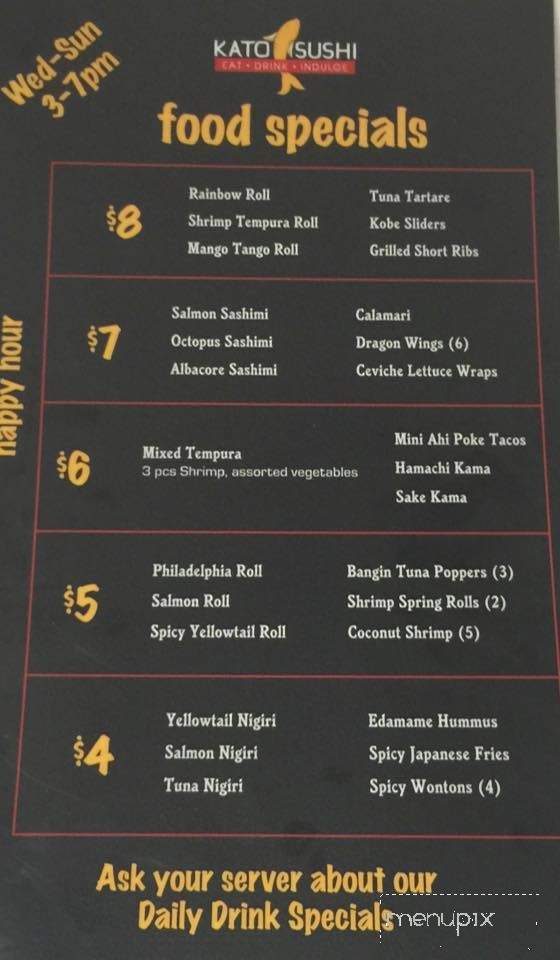 Kato Sushi - San Diego, CA menu_pic