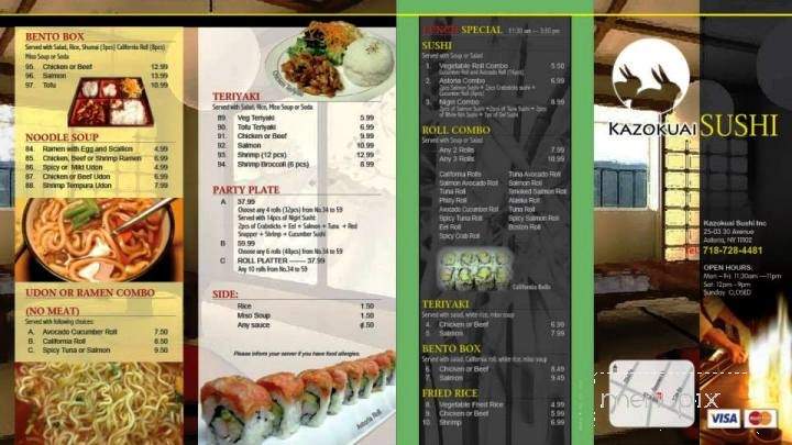 Kazokuai Sushi - Astoria, NY menu_pic