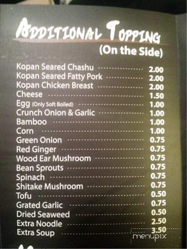 Kopan Ramen 2 - Burbank, CA menu_pic