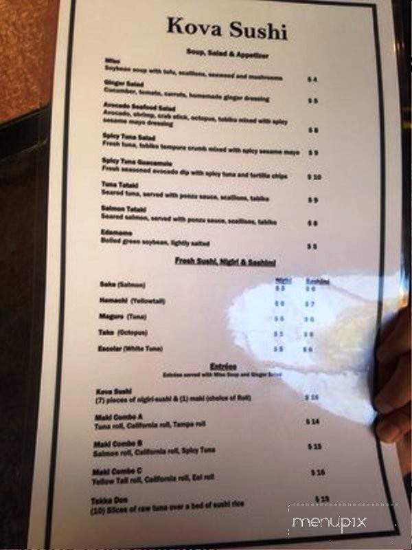 Kova Sushi - Tampa, FL menu_pic
