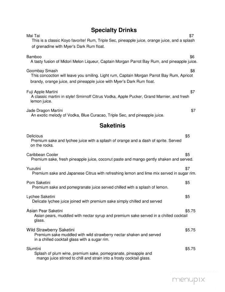 Koyo Grill Sushi & Thai - Gainesville, FL menu_pic