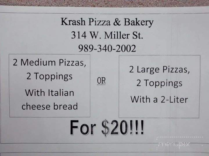 Krash Pizza & Bakery - Alpena, MI menu_pic