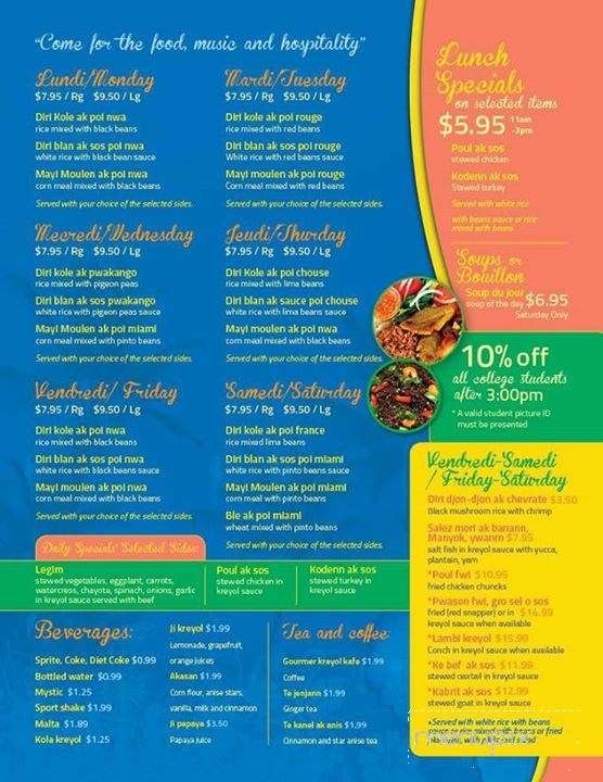 Kreyol Kafe & Bakery - Orlando, FL menu_pic