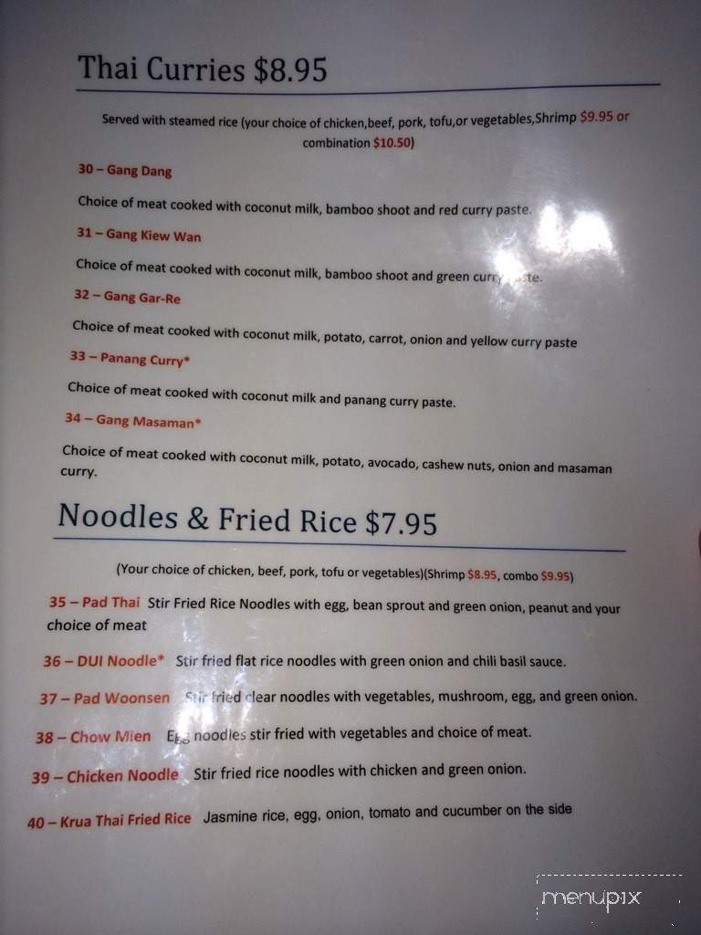 Krua Thai Restaurant - Abilene, TX menu_pic