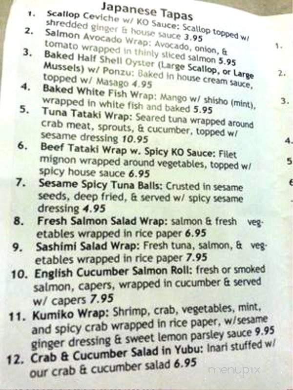 Kumi Ko - San Luis Obispo, CA menu_pic