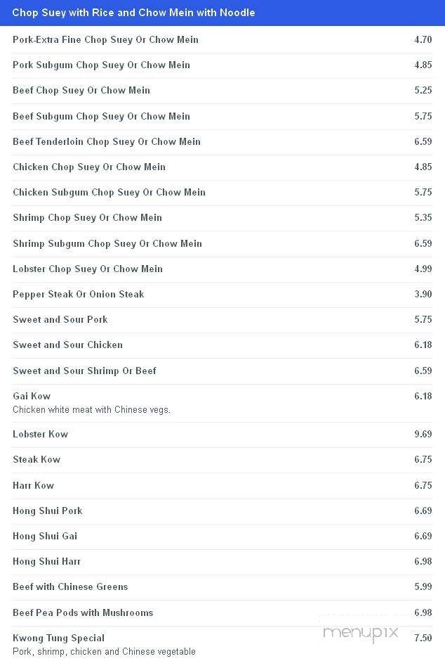 Kwong Tung Inn - Detroit, MI menu_pic