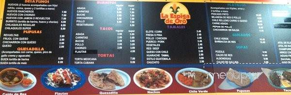 La Espiga de Oro - San Francisco, CA menu_pic