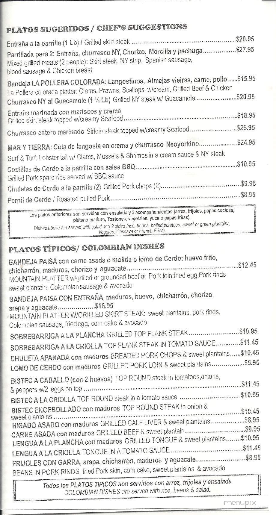 La Pollera Colorada - Sarasota, FL menu_pic
