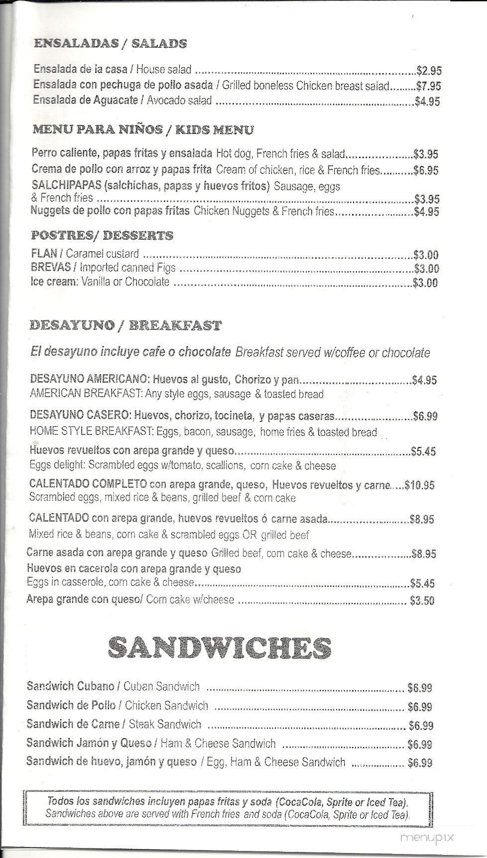 La Pollera Colorada - Sarasota, FL menu_pic