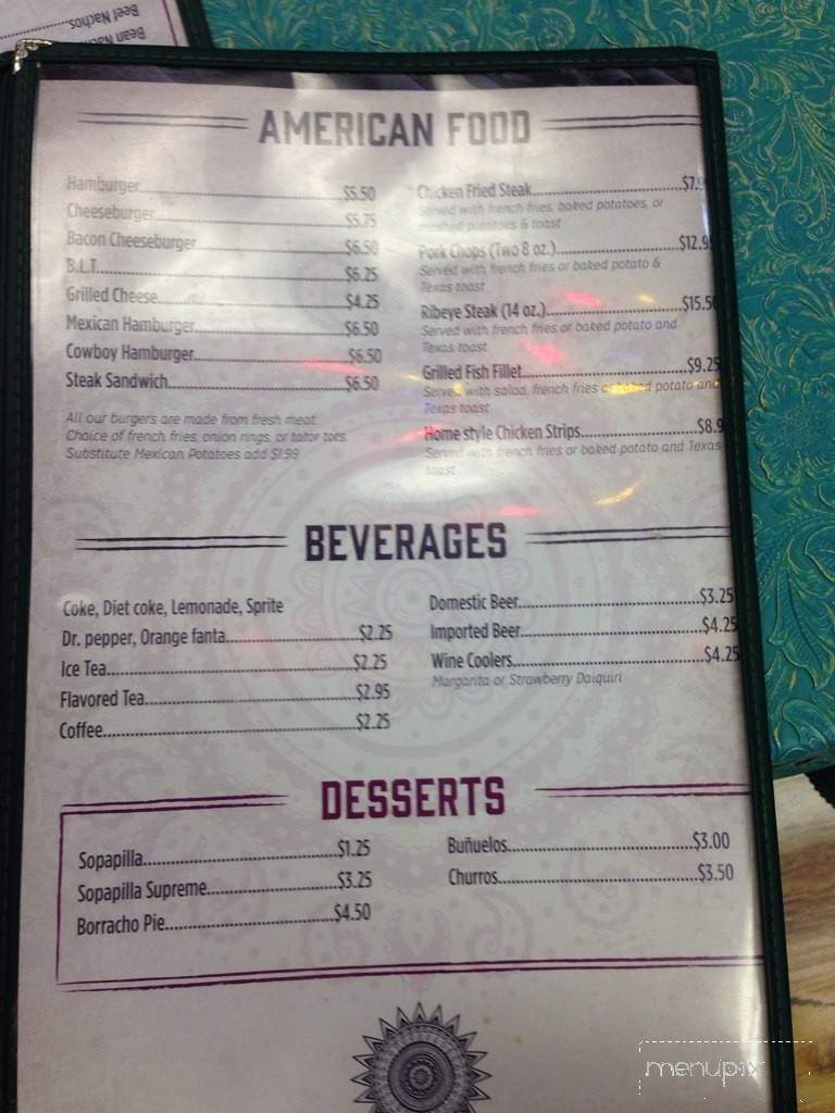 La Posada - Blanchard, OK menu_pic