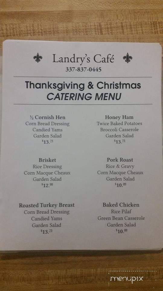 Landry's Cafe South - Lafayette, LA menu_pic