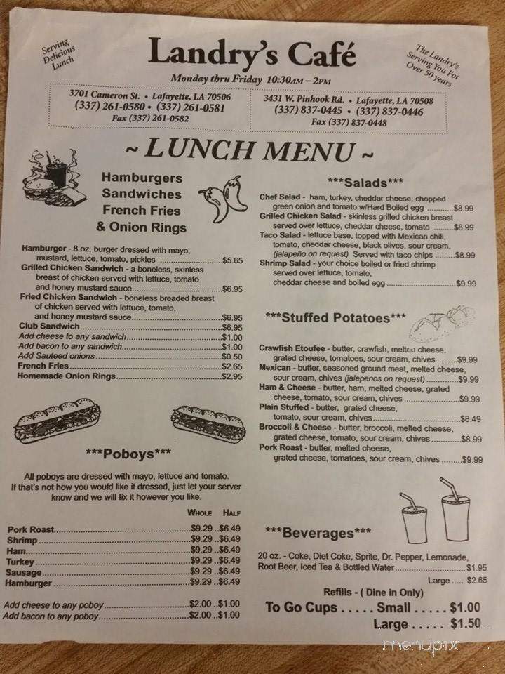 Landry's Cafe South - Lafayette, LA menu_pic