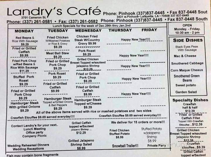 Landry's Cafe South - Lafayette, LA menu_pic