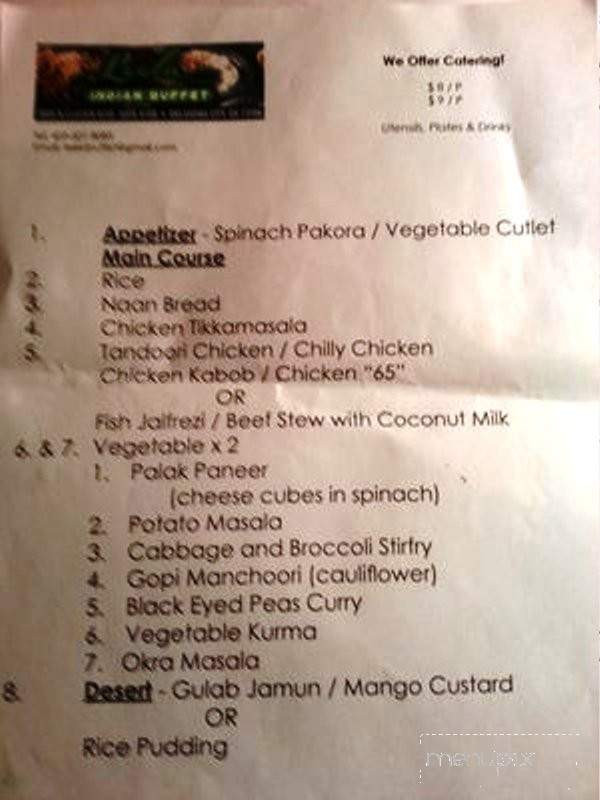 Leela Indian Buffet - Oklahoma City, OK menu_pic