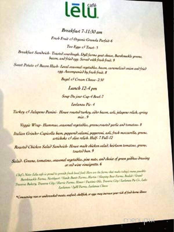 Lelu Cafe - Northport, MI menu_pic