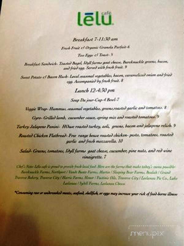 Lelu Cafe - Northport, MI menu_pic