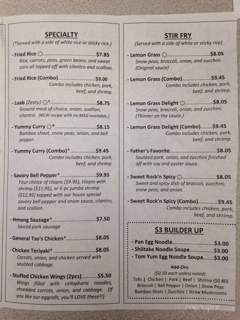 Lemon Grass Noodle House - Stevens Point, WI menu_pic