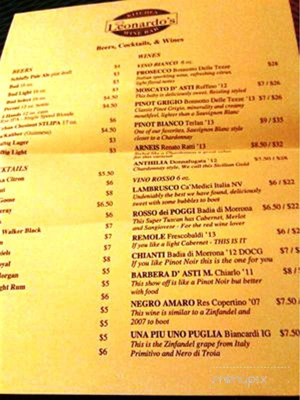Leonardo's Kitchen & Wine Bar - Saint Louis, MO menu_pic