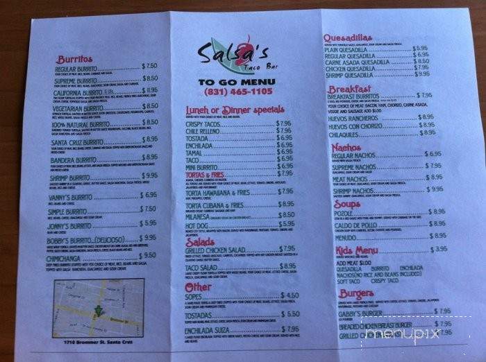 Leo's Taco Bar - Santa Cruz, CA menu_pic