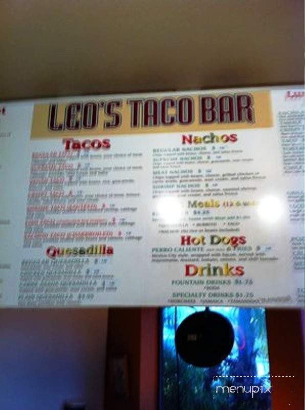 Leo's Taco Bar - Santa Cruz, CA menu_pic
