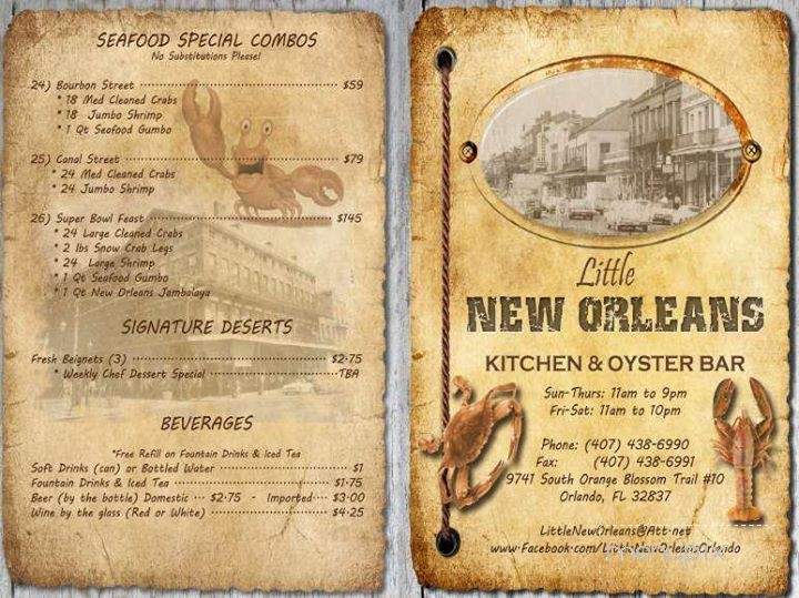 Little New Orleans Kitchen & Oyster Bar - Kissimmee, FL menu_pic