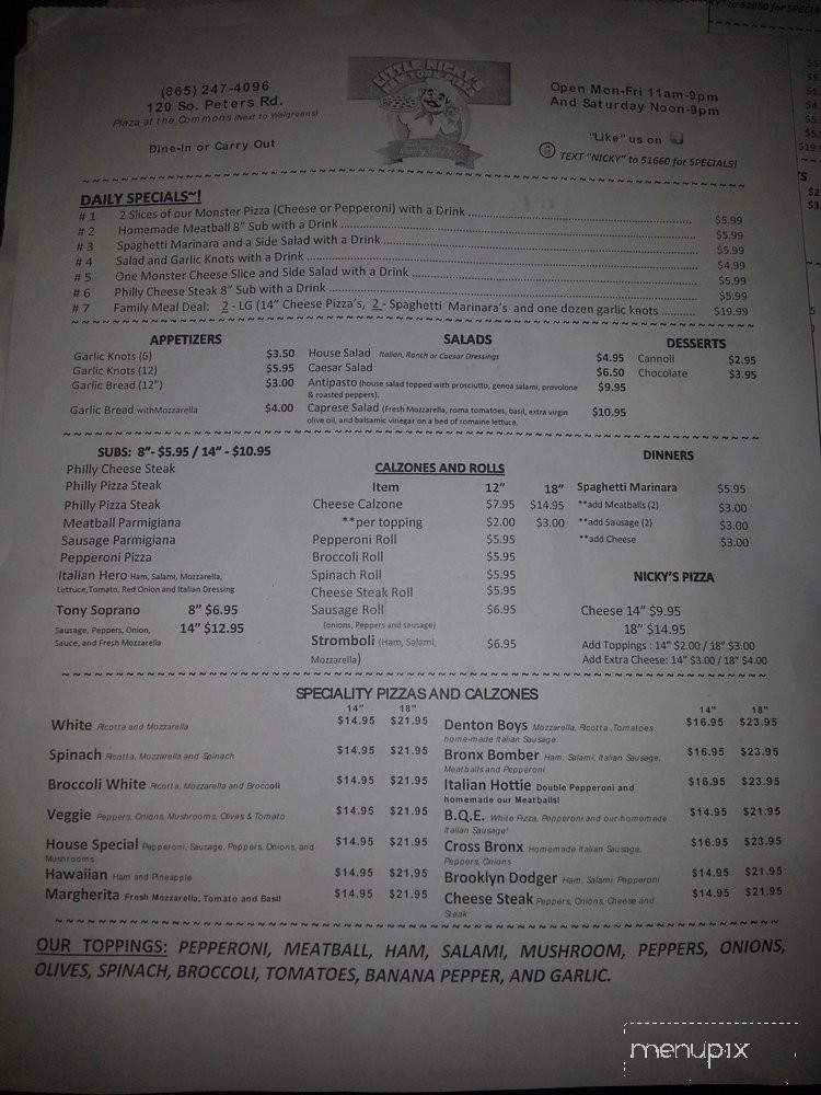 Little Nicky's New York Pizza - Knoxville, TN menu_pic
