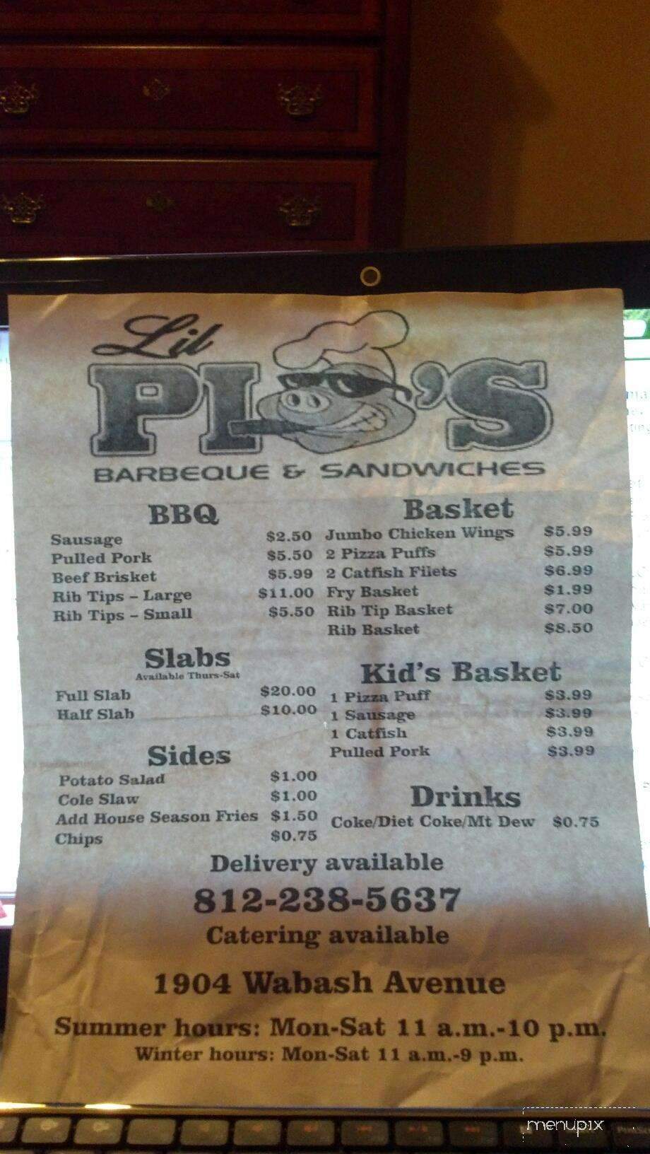 Little Pigs BBQ - Terre Haute, IN menu_pic