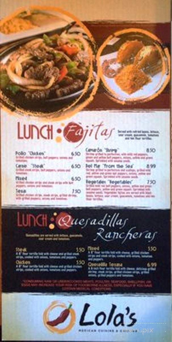 Lolas - Lynchburg, VA menu_pic