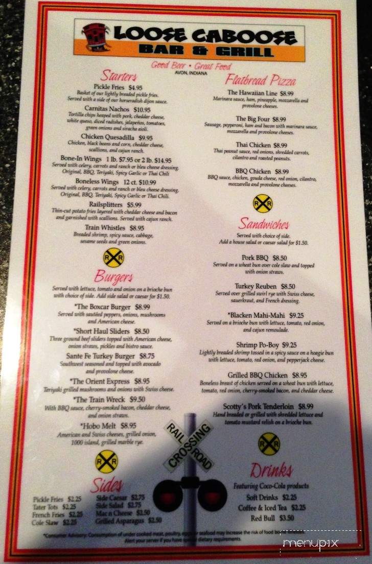 Loose Caboose Bar & Grill - Avon, IN menu_pic