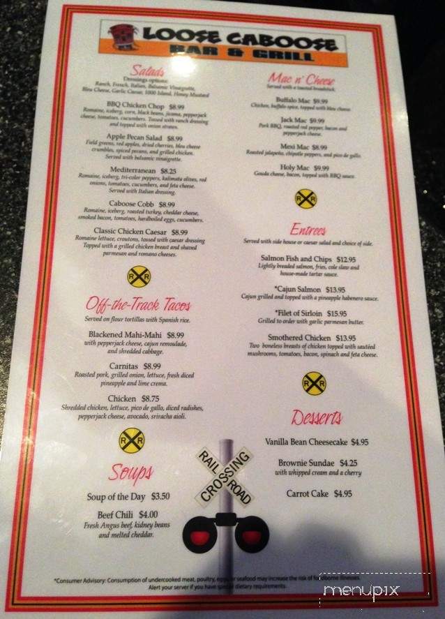 Loose Caboose Bar & Grill - Avon, IN menu_pic