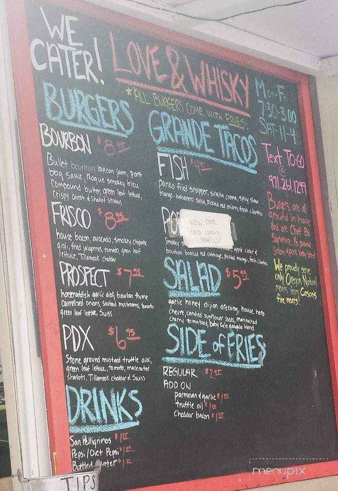 Love & Whiskey - Portland, OR menu_pic