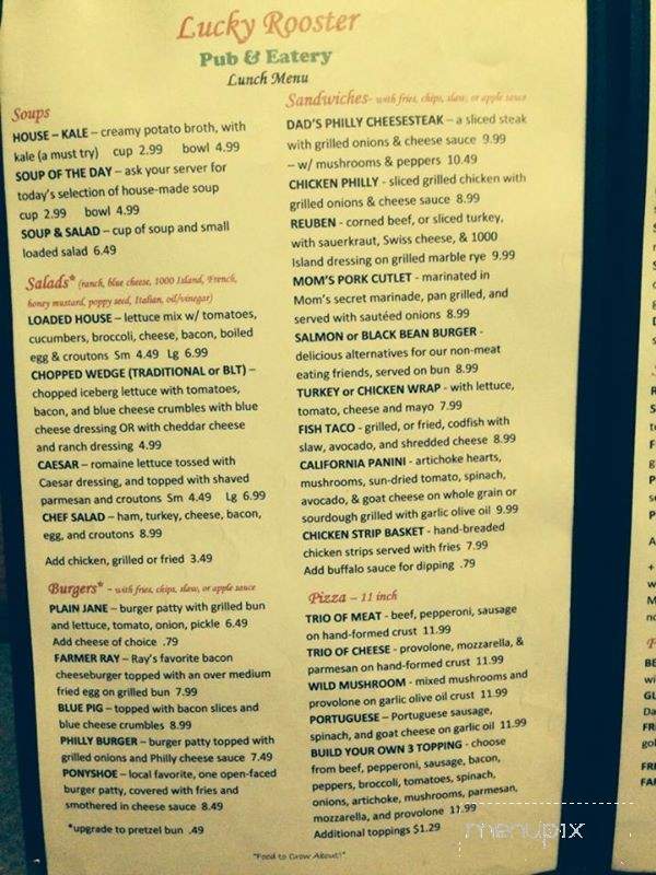 Lucky Rooster Pub & Eatery - Saint Jacob, IL menu_pic